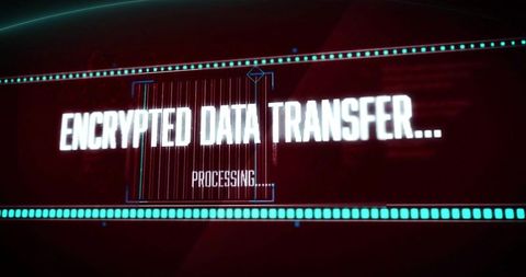 Encrypted Data Transfer HUD with Neon Teal Bars Processing Cybersecurity Interface