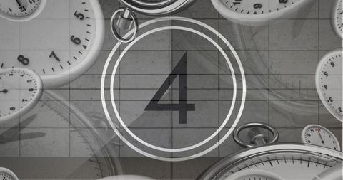 Retro Film Projector Countdown with Clocks Overlapping at Four - Download Free Stock Images Pikwizard.com