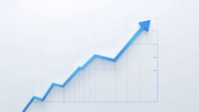 Rising Blue 3D Arrow Graph Showing Growth, Upward Trend, Finance, Business Performance