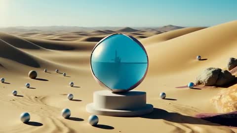 Futuristic Dual Material Sphere Unveiling on Desert Dunes