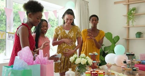Celebrating Motherhood Diverse Friends at Baby Shower Party