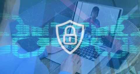 Digital Security Overlay on Laptop Video Call