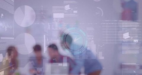 Futuristic Data Overlay Design in Business Meeting Environment - Download Free Stock Images Pikwizard.com