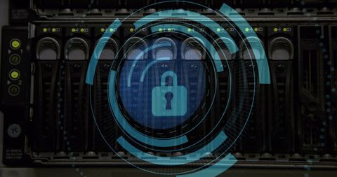 digital padlock securing data servers in technology environment - Download Free Stock Images Pikwizard.com