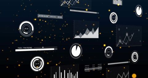 Futuristic Holographic Analytics Dashboard with Floating Data Widgets and Neon Particles