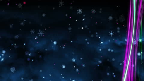 Abstract Festive Snowflakes with Neon Light Trails