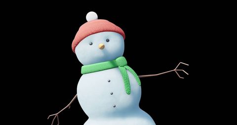 Animated Snowman with Scarf and Hat on Black Background - Download Free Stock Images Pikwizard.com