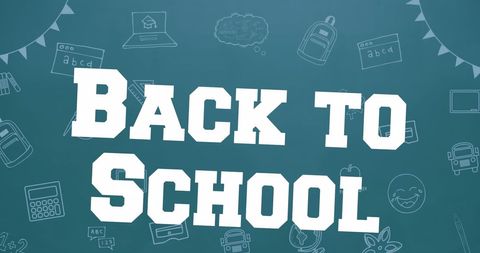 Back to School Text on Green Chalkboard Background