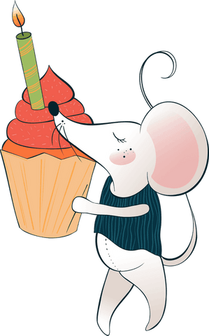 charming cartoon mouse holding festive cupcake transparent background - Download Free Stock Videos Pikwizard.com
