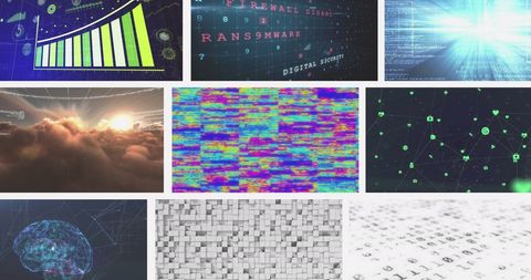 Futuristic background with graphs, data, and digital interface