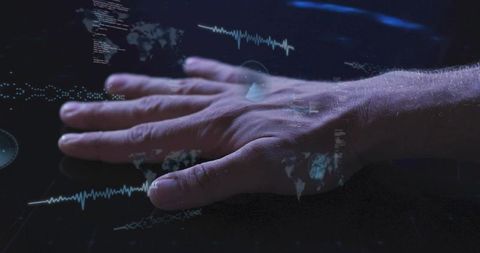 Man Interacting with Holographic Technology Interface