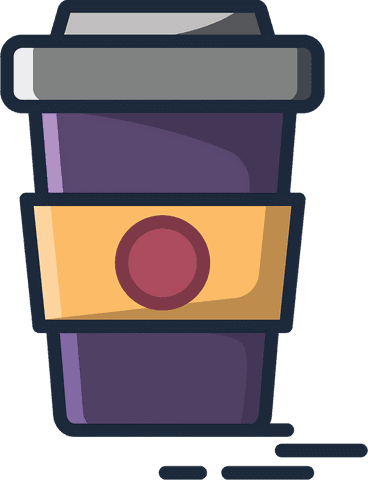 Transparent coffee cup illustration with iconic design