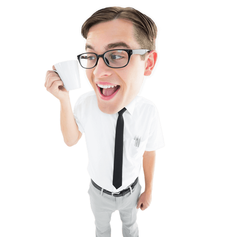 cheerful businessman enjoying coffee on transparent background - Download Free Stock Videos Pikwizard.com
