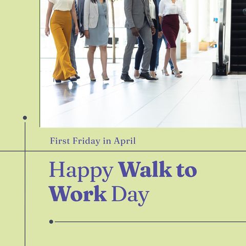 Celebrating Walk to Work Day with Office Colleagues - Download Free Stock Templates Pikwizard.com