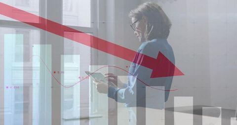 Businesswoman Analyzing Financial Decline On Tablet