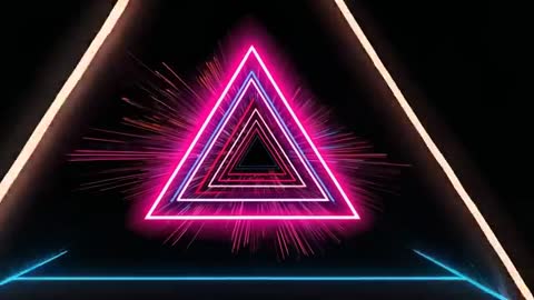 Pulsating Neon Geometric Triangle with Magenta Glows