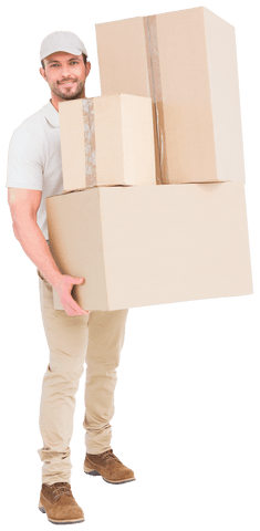 transparent delivery man carrying cardboard boxes smiling - Download Free Stock Videos Pikwizard.com