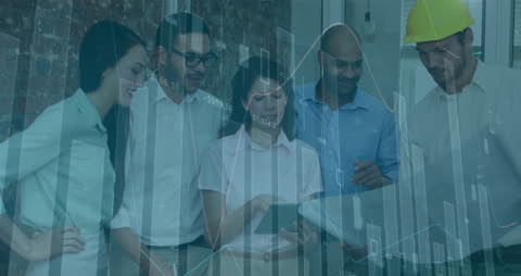 Diverse Team Collaborating on Financial Data Analysis in Office Setting