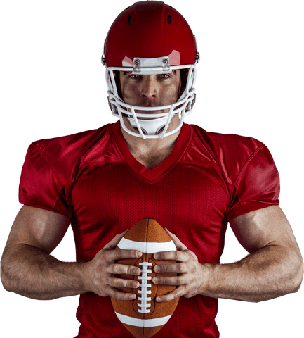 American Football Player in Red Uniform Holding Ball Transparent Background - Download Free Stock Videos Pikwizard.com