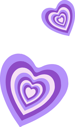 Purple concentric hearts with transparent background for romance themes