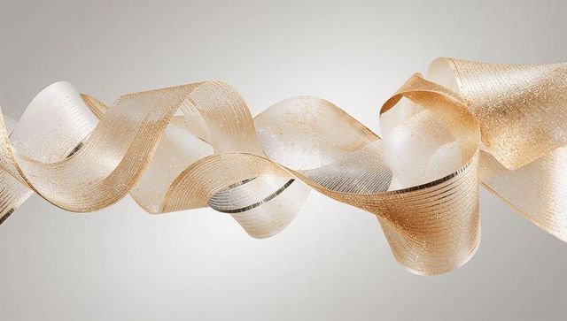 Luxurious gold ivory ribbon looping with metallic thread and glitter