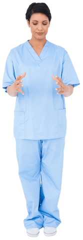 Transparent Background Nurse in Blue Scrubs Focused Gesture - Download Free Stock Videos Pikwizard.com
