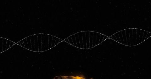 Digital DNA Structure Over Black Background