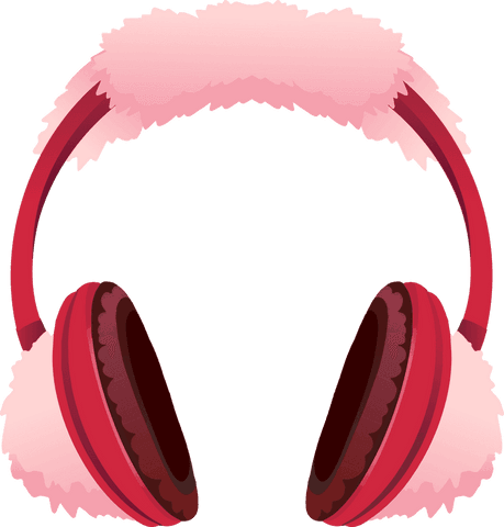 Transparent pink fluffy plush earmuffs with red headband