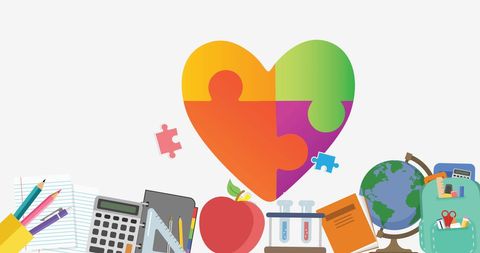 Colorful Heart Puzzle with Education Symbols for Autism Awareness - Download Free Stock Images Pikwizard.com