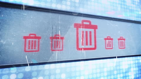 Recycling Bin Icon in Digital Blue Screen Interface