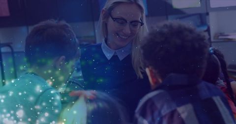 Inspirational Teacher Engaging Students in Vibrant Learning Environment