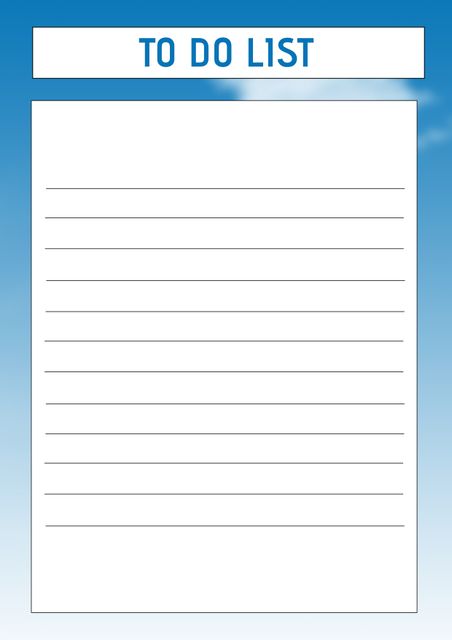 Composition of to do list text over clouds. Global education and list maker concept digitally generated image.