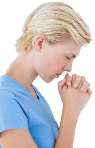 blonde woman praying with folded hands on transparent background - Download Free Stock Videos Pikwizard.com