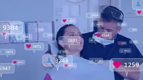 Dentist Attending Patient with Social Media Engagement Display