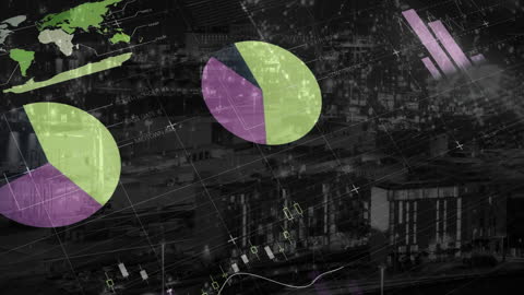 Digital Interface with Global Business Graphics Overlay