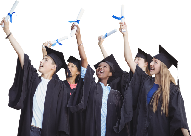 Diverse Group Of Happy Graduates Holding Diplomas On Transparent Background - Download Free Stock Videos Pikwizard.com