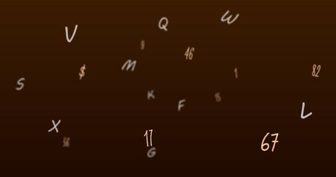 Floating letters and numbers on brown backdrop