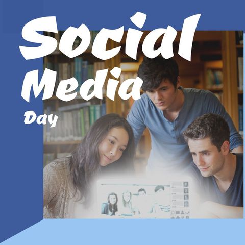 Youth Collaborating on Social Media Projects in Library - Download Free Stock Templates Pikwizard.com