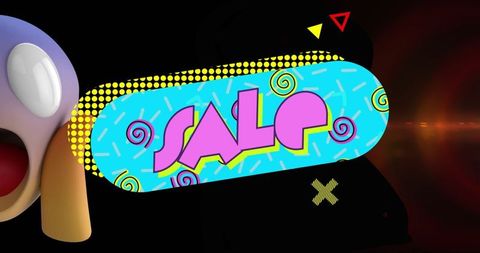 Vibrant Promotional SALE Banner with 3D Elements on Dark Background