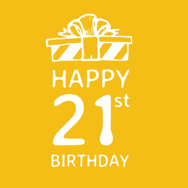 Vibrant Happy 21st Birthday Greeting with Gift Illustration - Download Free Stock Templates Pikwizard.com