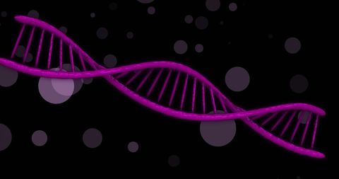 Glowing Purple DNA Strand on Abstract Dark Background