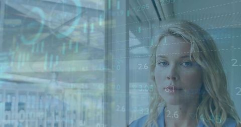 Analyst Analyzing Candlestick Charts in Modern Office Space