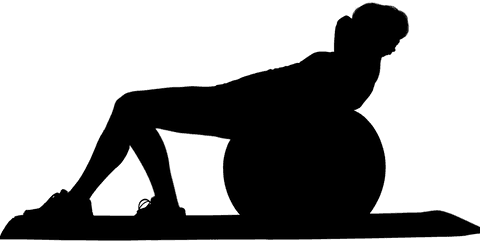 Silhouette sportswoman with exercise ball on transparent background