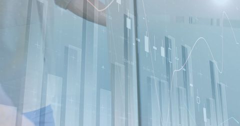 Businessman Opening Door with Digital Graph Overlay