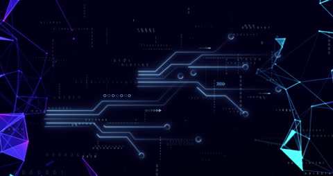 Futuristic Digital Circuit Board with Binary Code