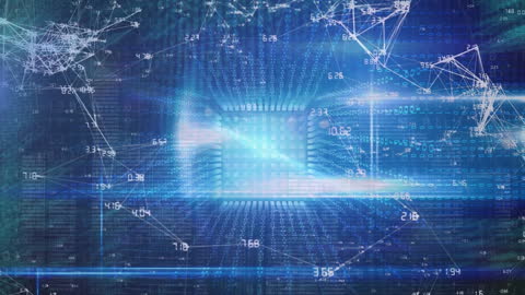 Futuristic Digital Data Core with Network Grid