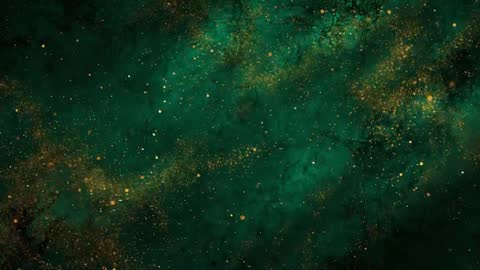 Emerald Nebula Drifting with Golden Starlight Specks — Cinematic Cosmic Background Loop