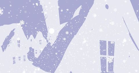 Winter Wonderland with Snowfall over Christmas Village