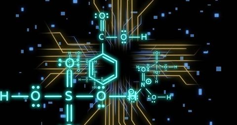 Glowing Chemical Formula Interfaces with Circuit Board Design - Download Free Stock Images Pikwizard.com