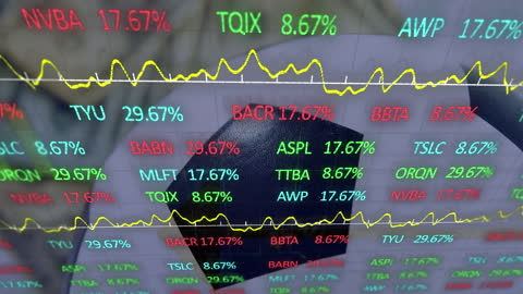 Digital Financial Data Over Football Symbolizing Sport Analytics